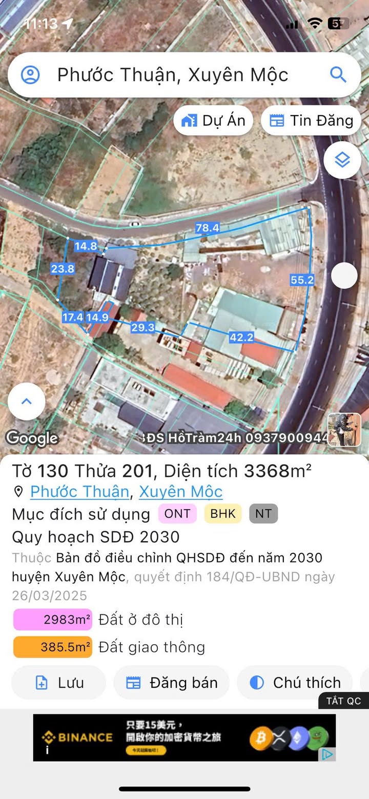 Đất nền Hồ Tràm, Phước Thuận 430m² giá 15 tỷ - Cơ hội đầu tư hấp dẫn!