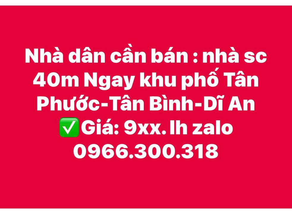 Nhà phố Tân Phước Dĩ An 40m² giá 900 triệu - Cơ hội đầu tư tuyệt vời!