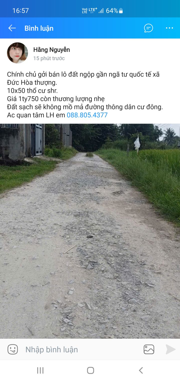 Đất nền Hiệp Hòa, Đức Hòa, Long An 125m² giá 500 triệu - Cần bán gấp!