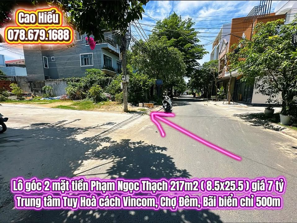 Đất lô góc 2 mặt tiền Phạm Ngọc Thạch Tuy Hoà 217m² giá 7 tỷ - Cơ hội đầu tư hiếm có!