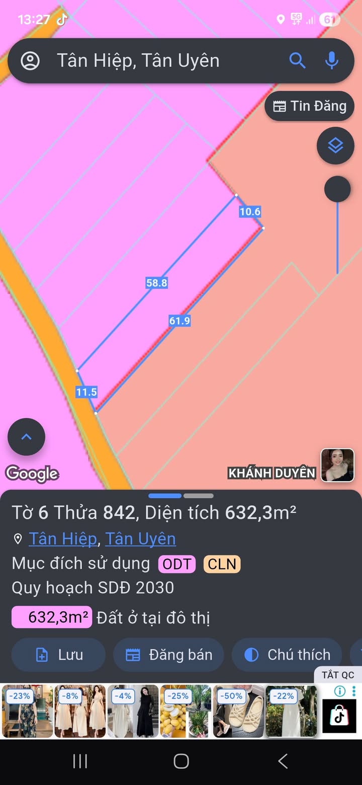 Đất mặt đường Tân Hiệp 14, Tân Uyên 660m² - Giá 4 tỷ chính chủ, đầu tư sinh lời!