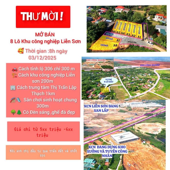 Đất nền KCN Lập Thạch Vĩnh Phúc 100m² giá từ 500 triệu - Cơ hội đầu tư sinh lời nhanh!