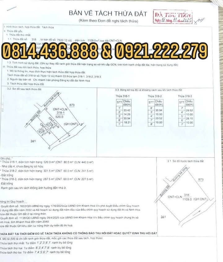 Đất thổ cư Ninh Hòa 589m² giá chỉ 1.768 tỷ - Cơ hội đầu tư lý tưởng!
