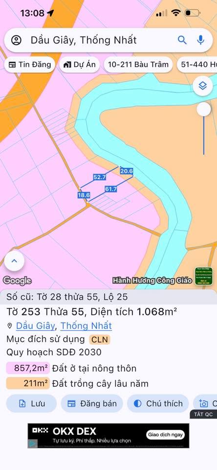 Đất nền Dầu Giây 1068m² giá thỏa thuận - View suối tuyệt đẹp!