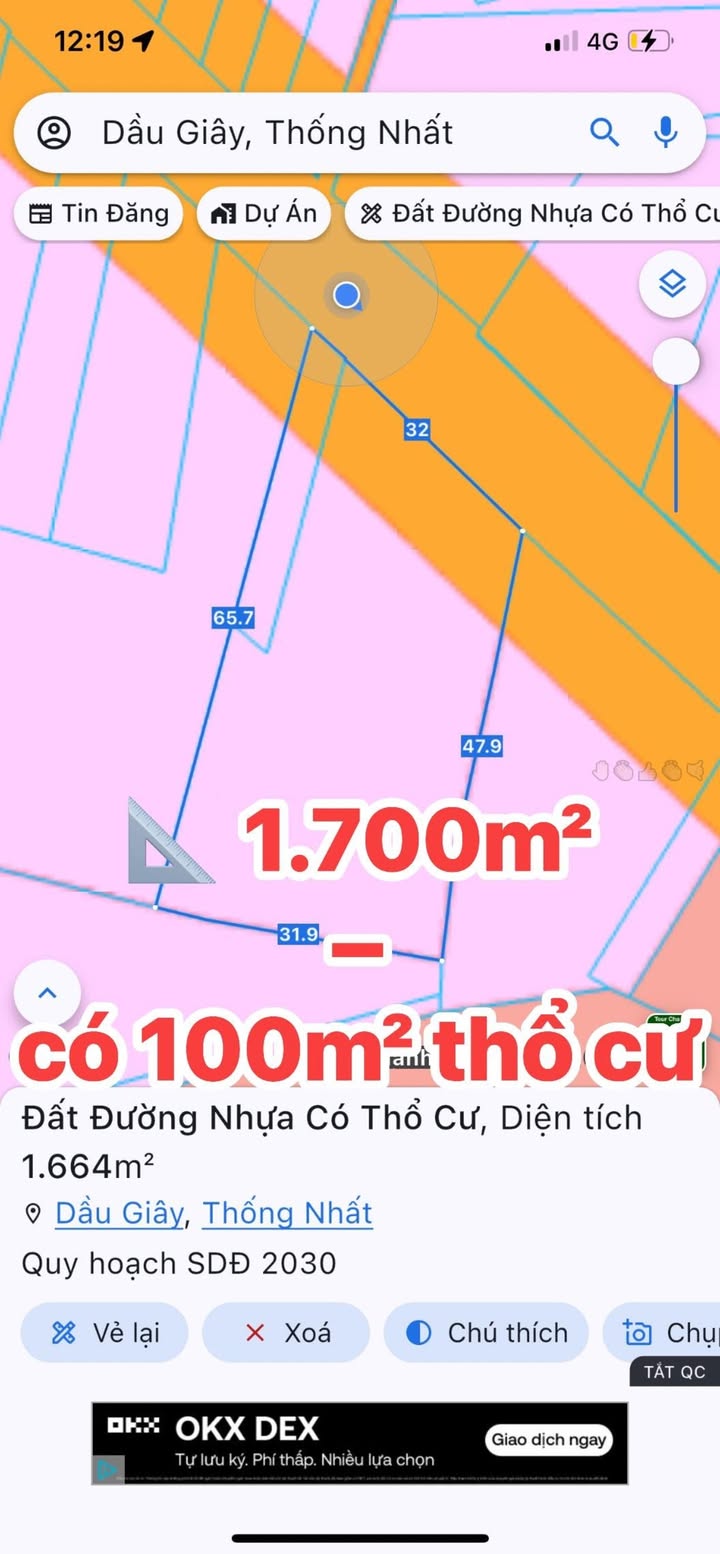 Đất nền 1.700m² tại xã Dầu Giây, Thống Nhất, Đồng Nai - Gần sân bay Long Thành, giá 6.5 tỷ!