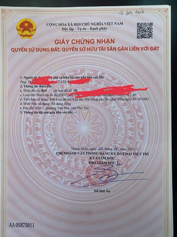 Đất nền khu Vân Phú, Việt Trì 104m² giá 2 tỷ - Đầu tư sinh lời ngay!