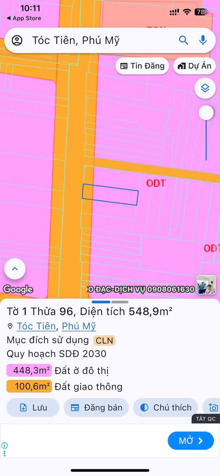 Đất Vàng Phú Mỹ 549m² giá 6.36 tỷ - Đón đầu quy hoạch 32m!