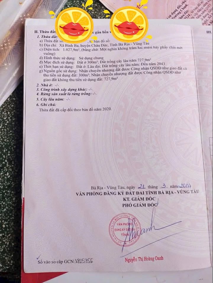 Đất thổ cư Ngãi Giao, Châu Đức, Bà Rịa - Vũng Tàu 1027m² giá chỉ 1.9 tỷ - Đầu tư sinh lời!