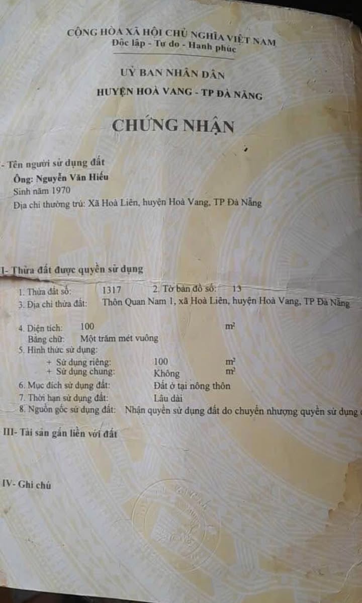 Đất Kiệt Thôn Quan Nam 1, Hòa Liên 100m² giá 1.2 tỷ - Cơ hội đầu tư tuyệt vời!