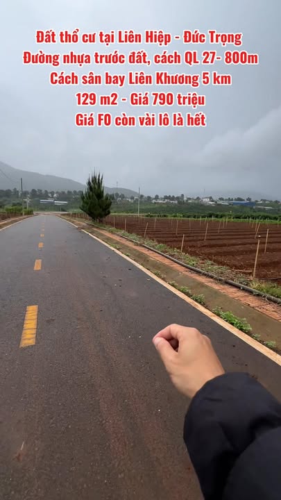 Đất thổ cư Liên Hiệp - Đức Trọng 129m² giá 790 triệu - Sổ hồng riêng, đầu tư sinh lời!