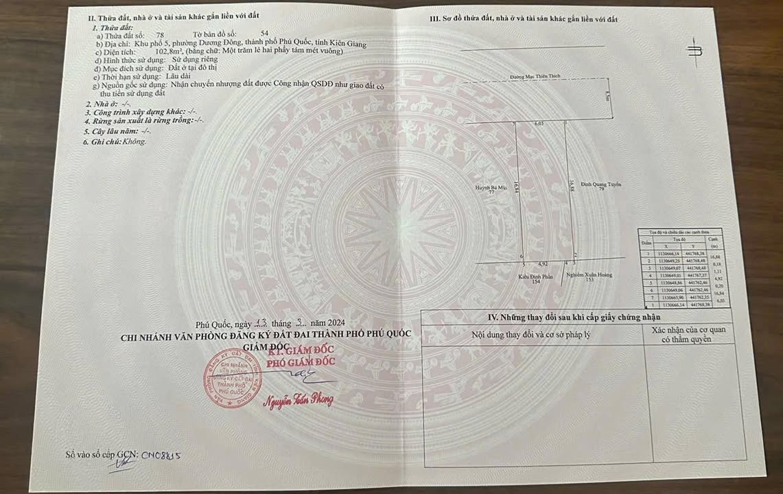 Đất nền mặt tiền Mạc Thiên Tích Phú Quốc 102.8m² giá tốt - Tiềm năng đầu tư cao!