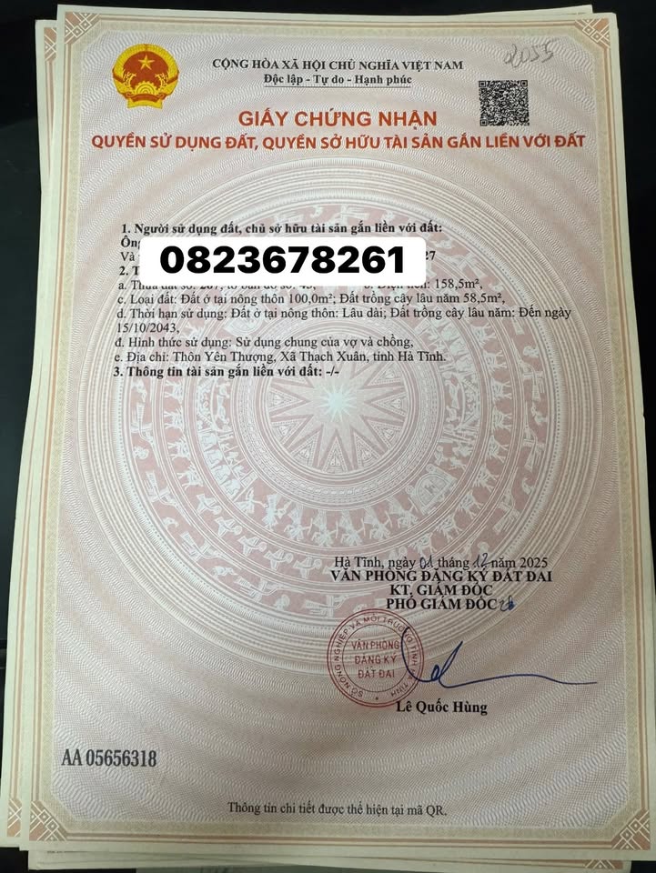 Đất Thạch Xuân 158,5m² giá chỉ 2xx triệu - Bìa sẵn sang tên!