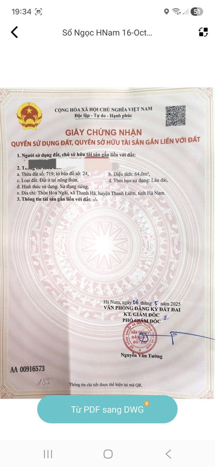 Đất nền thôn Hòa Ngãi, xã Thanh Hà 64m² giá 1.1 tỷ - Đầu tư lâu dài, vị trí đắc địa!