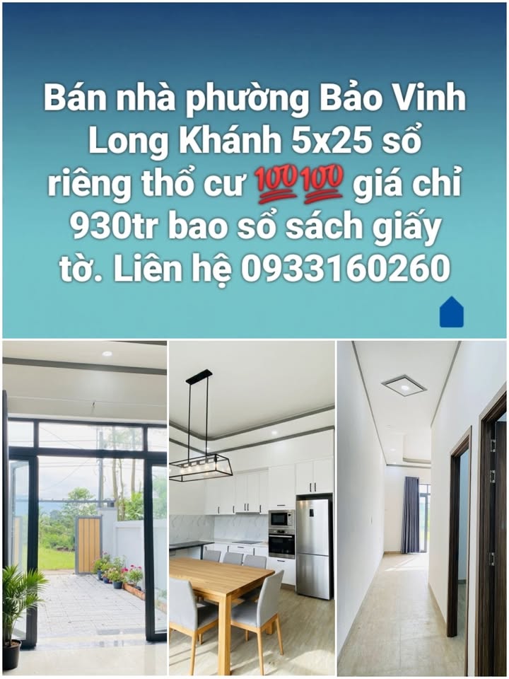 Nhà bán phường Bảo Vinh, Long Khánh 125m² giá 930 triệu - Sổ hồng riêng và công chứng ngay!