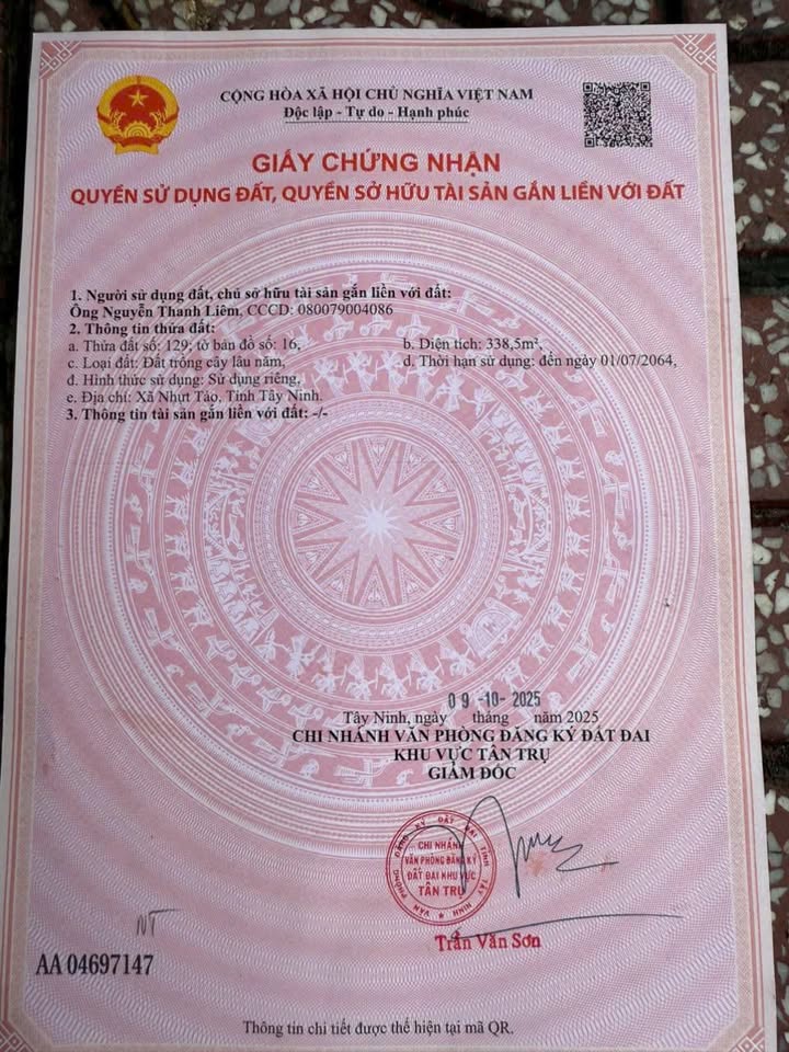 Đất thổ cư 942m² + 338m² đất vườn tại xã Nhựt Tân, Tân Trụ - Giá 1.6 tỷ, thuận tiện ô tô vào tận đất!