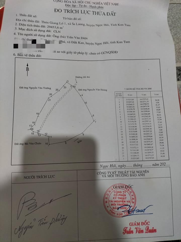 Đất cao su chính chủ tại Sa Loong, Ngọc Hồi, 2.9ha - Giá 1 tỷ, không qua trung gian!