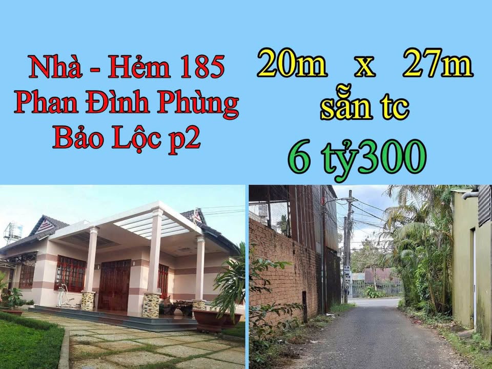 Nhà phố Hẻm 185 Phan Đình Phùng, Bảo Lộc 540m² giá 6.3 tỷ - Sân vườn thoáng mát!