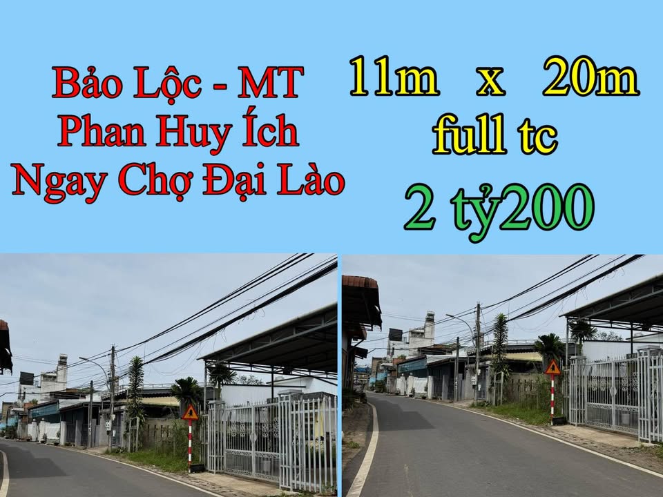 Đất mặt tiền Phan Huy Ích, Bảo Lộc 220m² giá 2.2 tỷ - Đầu tư sinh lời ngay!