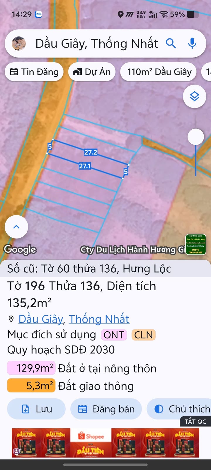 Đất nền 135m² xã Hưng Lộc, Thống Nhất - Cần bán gấp giá tốt!