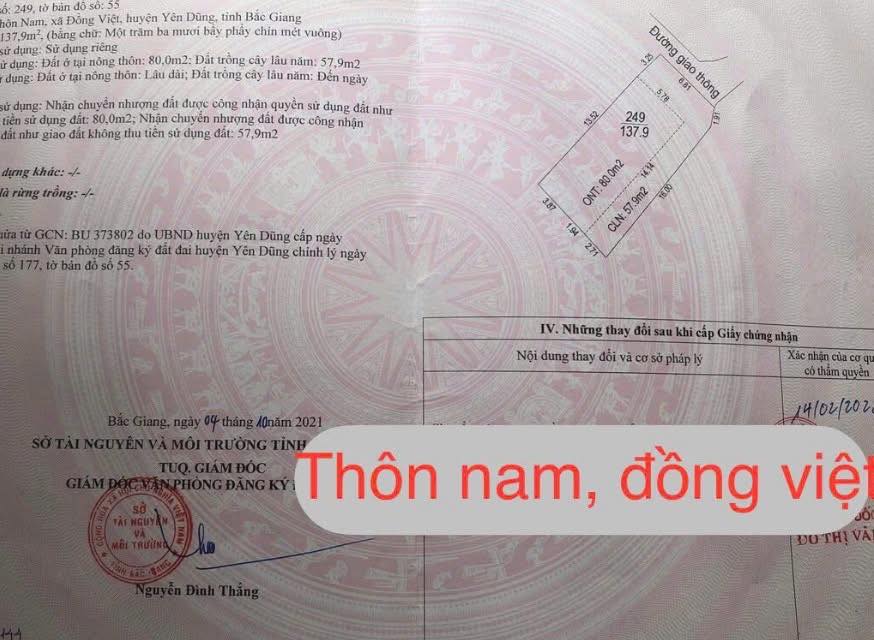 Đất nền 138m² tại Đồng Việt, Yên Dũng giá 700 triệu - Đầu tư sinh lời ngay!