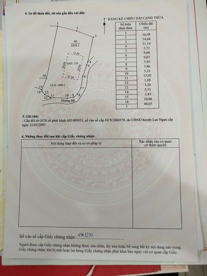 Đất thổ cư Kiên Lao, Lục Ngạn 1654m² giá chỉ 686 triệu - Cơ hội đầu tư tốt!