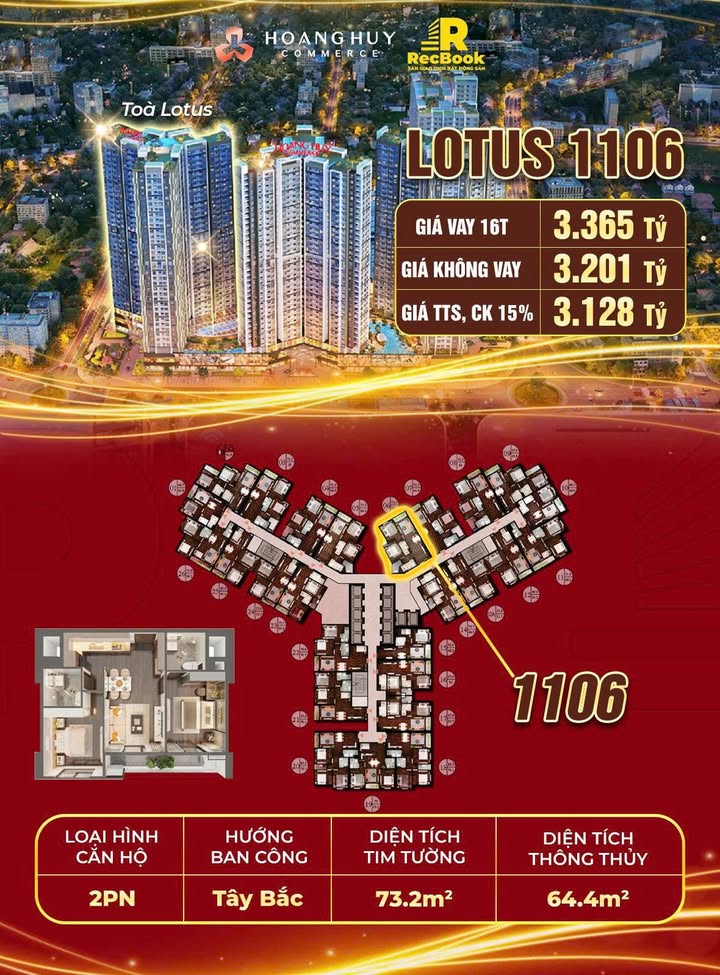 Chung cư Hoàng Huy Commerce Aeon Hải Phòng 73m² giá thỏa thuận - View đẹp, tầng cao!