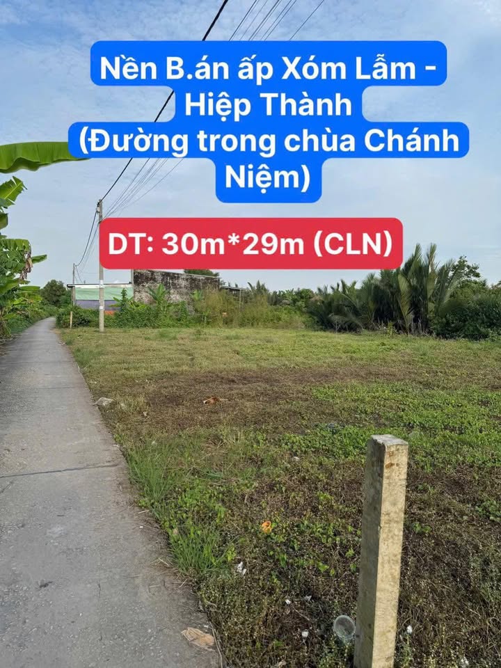 Đất nền đẹp tại Ấp Xóm Lẫm, Bạc Liêu 870m² giá 1.2 tỷ - Thương lượng chính chủ!