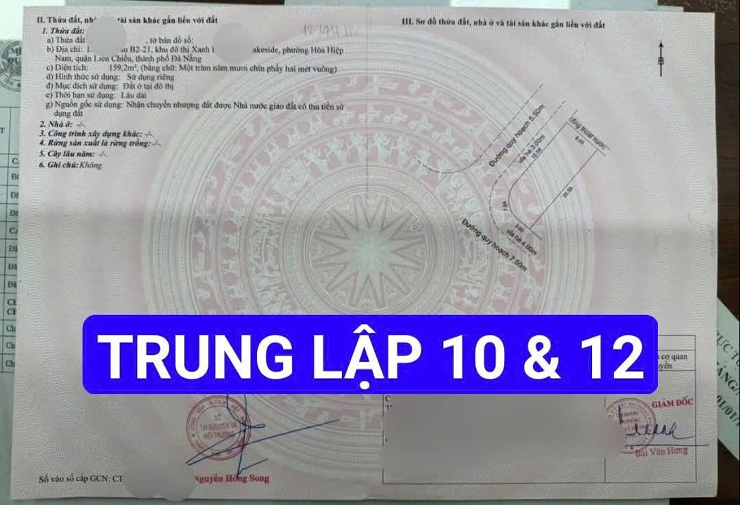 Bán đất góc 2 mặt tiền Đường Trung Lập 10 & 12, Đà Nẵng 159,2m² - Giá tốt thương lượng!