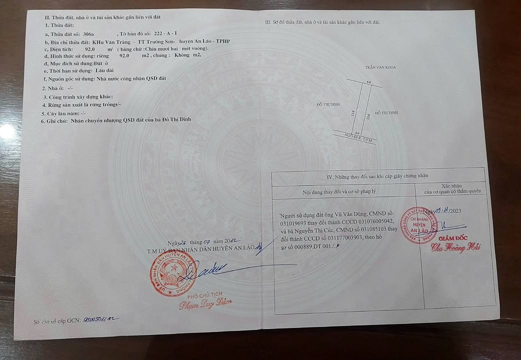 Đất nền An Lão 92m² giá thỏa thuận - Cơ hội đầu tư hấp dẫn!