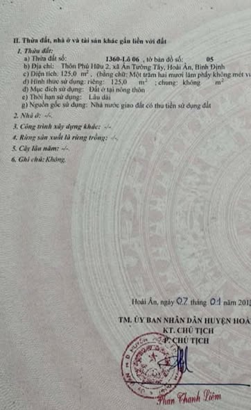 Đất thổ cư bán gấp tại DT630, Phú Hữu 2, Hoài Ân, 125m² - Vị trí kinh doanh lý tưởng!