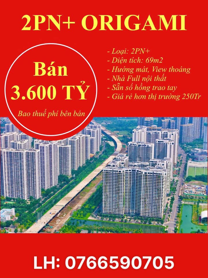 Căn hộ Origami Bình Thạnh 69m² giá 3.6 tỷ - Sổ hồng chính chủ, view đẹp!
