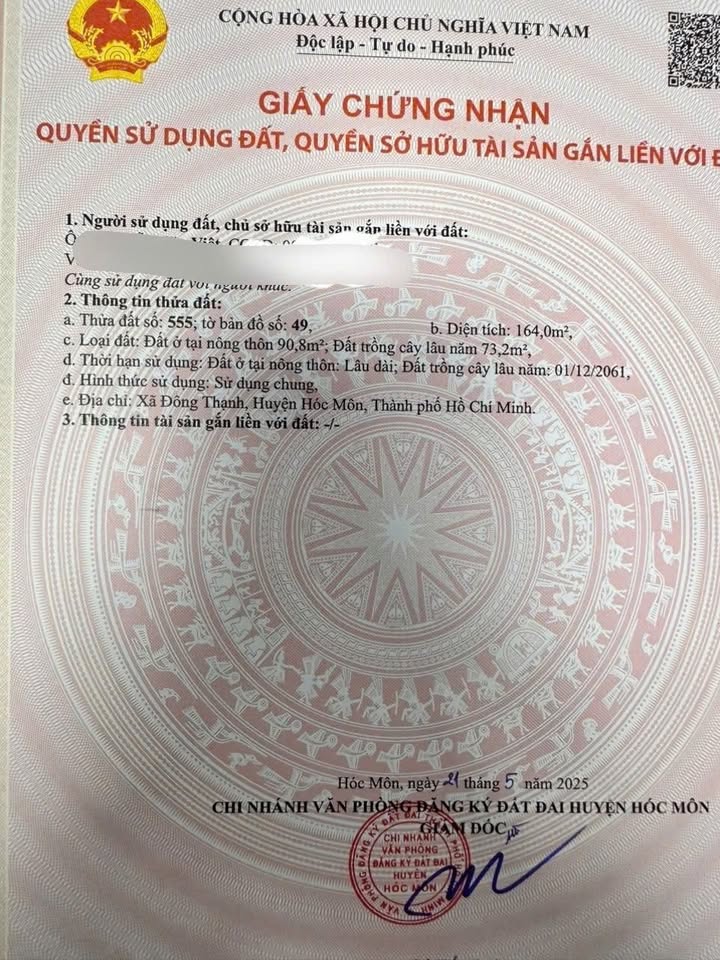 Đất nền Hóc Môn 170m² giá 3.5 tỷ - Sổ hồng riêng, đường thông thoáng!
