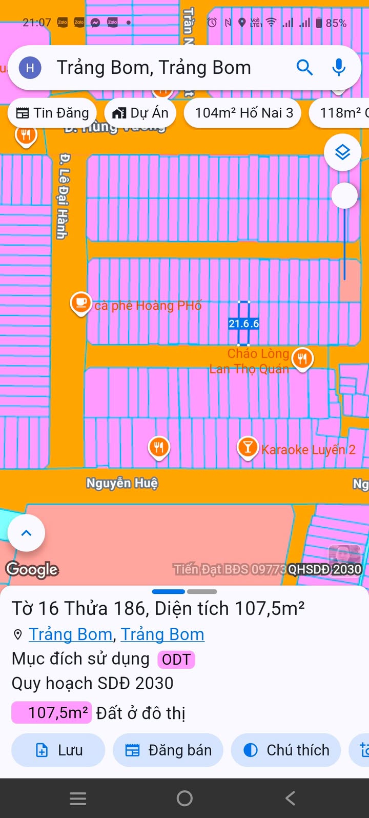 Đất thổ cư Trảng Bom 105m² giá 2.2 tỷ - Sổ đỏ riêng chính chủ