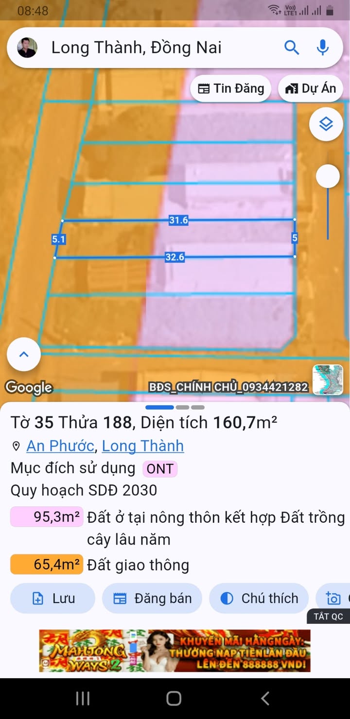 Đất mặt tiền đường ấp 7 An Phước 160m² giá 3.1 tỷ - Đầu tư kinh doanh lý tưởng!