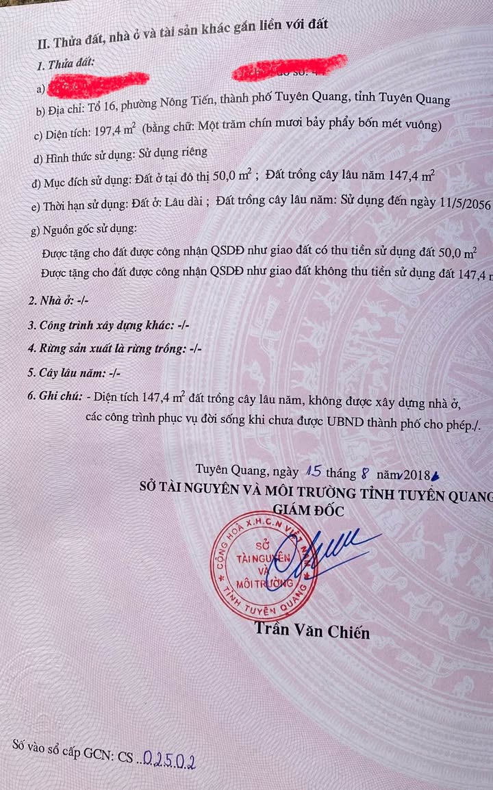 Đất nền đẹp Tổ 16, Phường Nông Tiến 196m² giá 1.249 tỷ - Cơ hội đầu tư vàng!