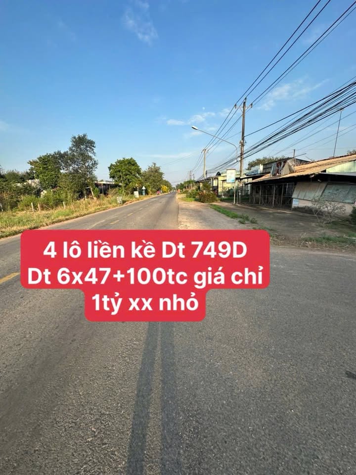 Đất nền mặt tiền ĐT 749D, xã Tân Long, Dầu Tiếng, 282m² - Sổ hồng chính chủ!