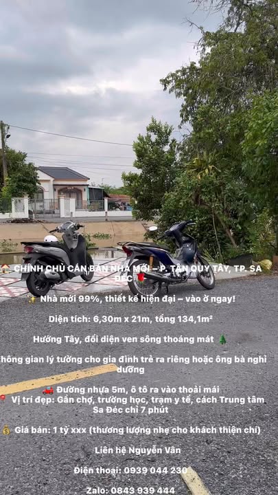 Nhà mới Tân Quy Tây, Sa Đéc 134m² giá 1 tỷ - Thiết kế hiện đại, vào ở ngay!