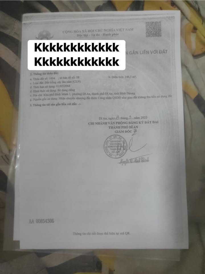 Đất nền 2 mặt tiền đường Tú Xương, Dĩ An 146.5m² giá 7.5 tỷ - Đầu tư sinh lời ngay!