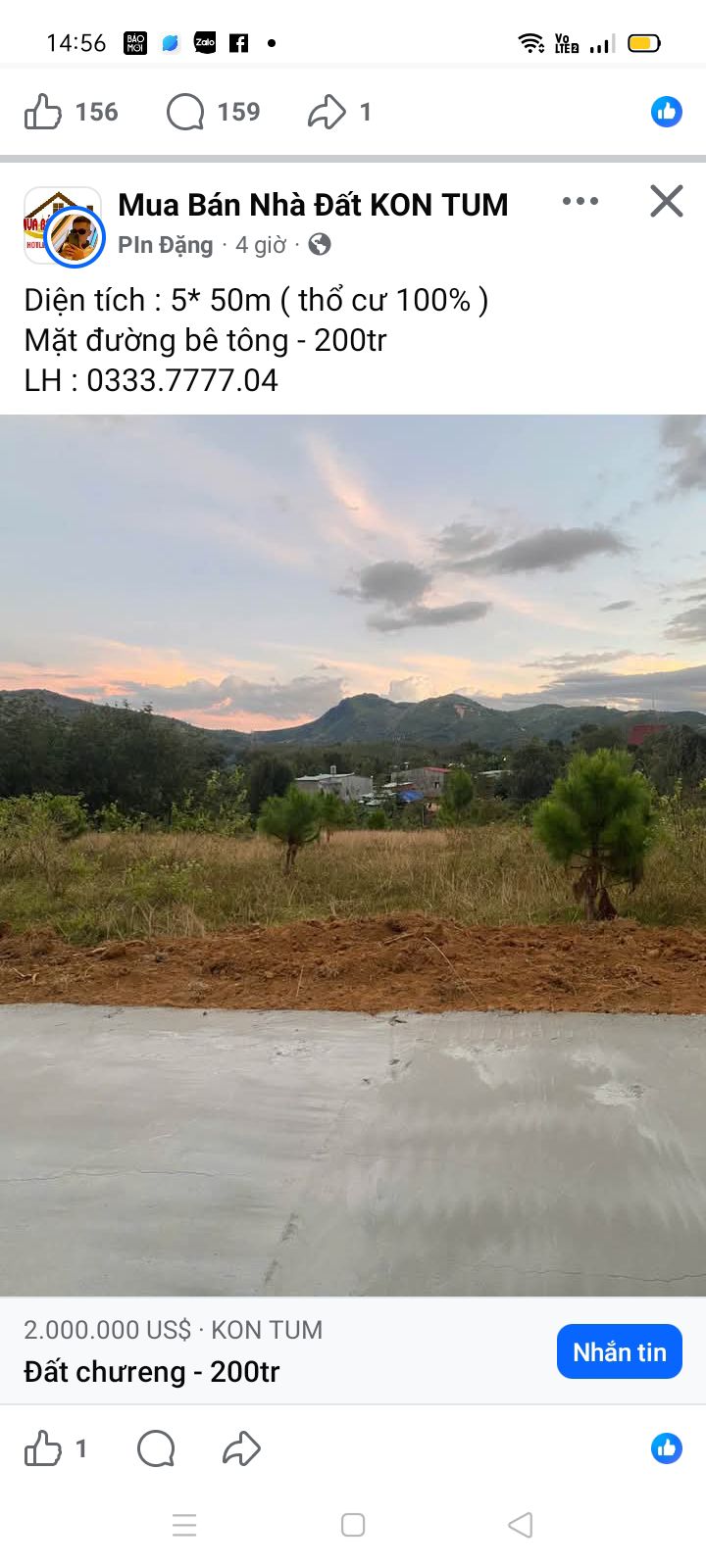 Đất thổ cư Chư Hreng, Kon Tum 250m² giá 200 triệu - Đường bê tông, gần phố!