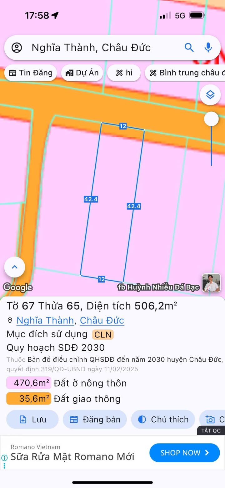 Đất nền Nghĩa Thành, Châu Đức 504m² giá 1.8 tỷ - Sổ hồng chính chủ!