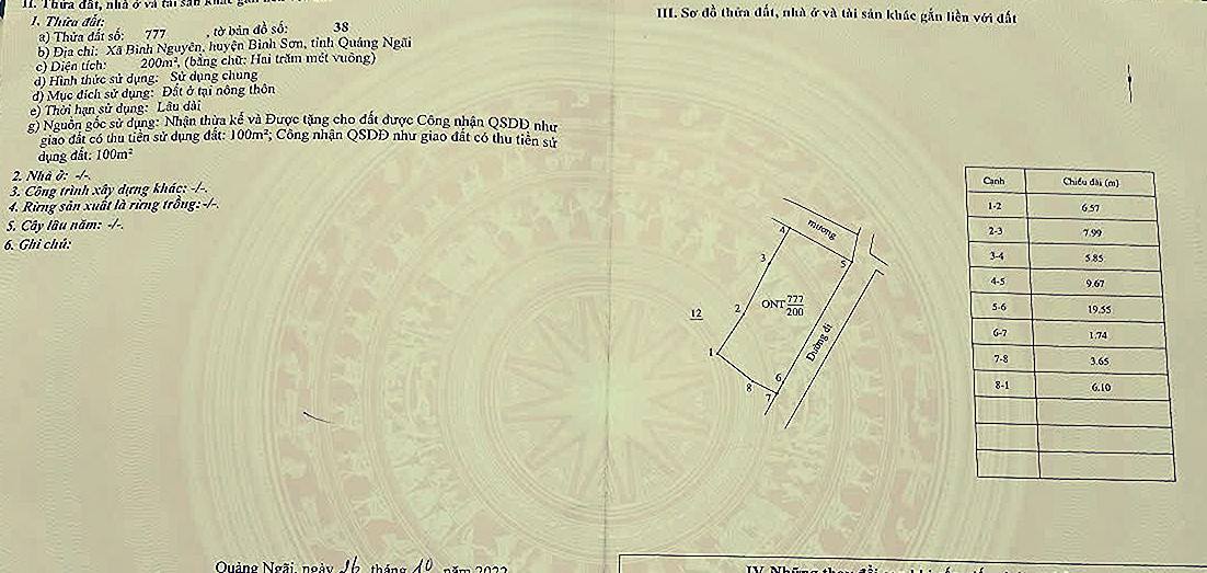 Đất nền Bình Nguyên, Bình Sơn 200m² giá 1 tỷ - Đầu tư sinh lời ngay!