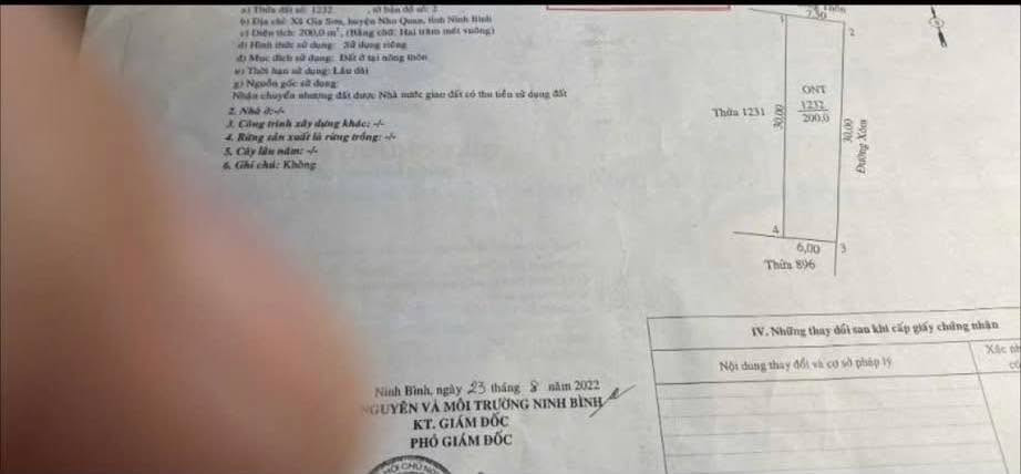 Đất nền 200m² tại xã Gia Sơn, Nho Quan - Đầu tư sinh lời chỉ với 900 triệu!