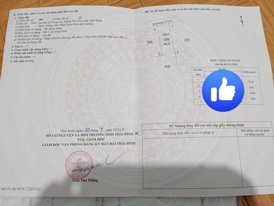 Đất nền đẹp tại Nguyễn Trãi, xã Song An, huyện Vũ Thư - Giá chỉ 1 tỷ!