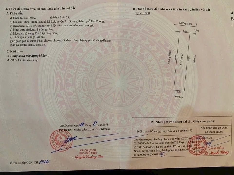 Đất nền Trạm Bạc, An Dương 135m² giá 2 tỷ - Đầu tư sinh lời tốt!