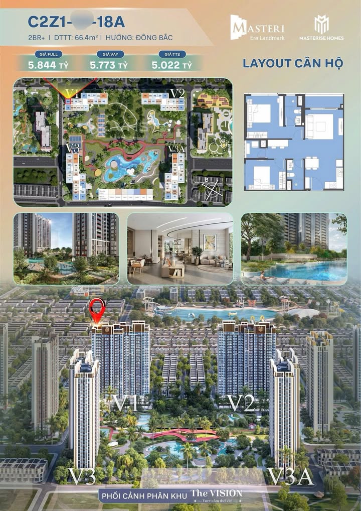 Căn hộ Masteri Ocean Park 3 Văn Giang 66.4m² giá 5.02 tỷ - Không gian sống đẳng cấp quốc tế!
