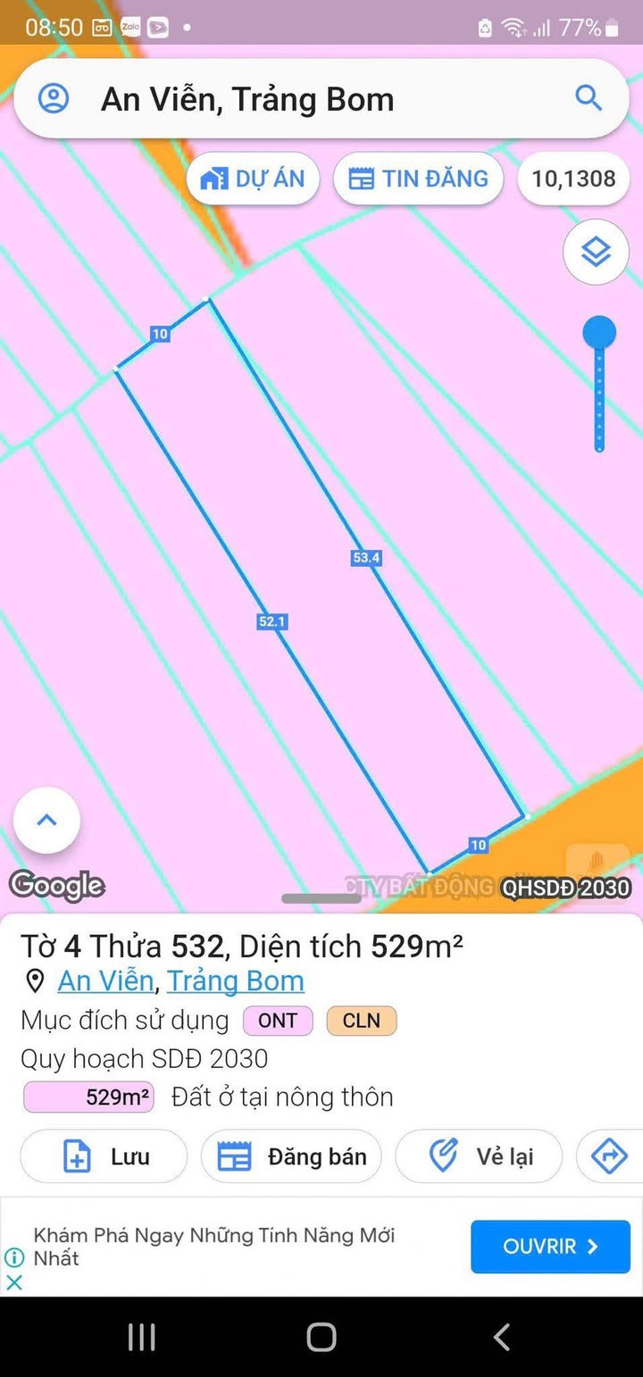 Đất thổ cư 520m² tại Ấp 4, An Viễn, Trảng Bom giá 3 tỷ - Cơ hội đầu tư hấp dẫn!