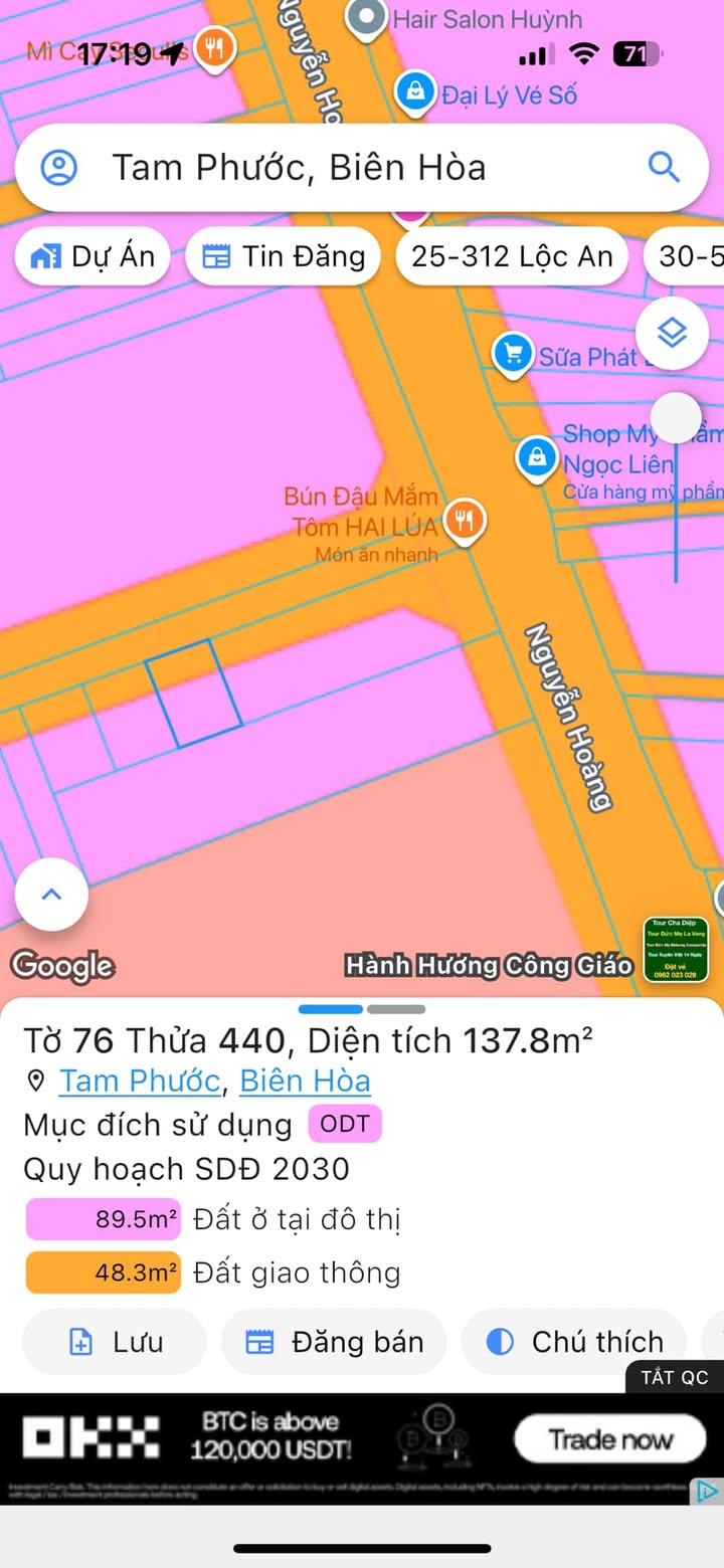 Đất nền đường Nguyễn Hoàng, Tam Phước, Biên Hòa 137m² giá 2.47 tỷ - Đầu tư sinh lời ngay!