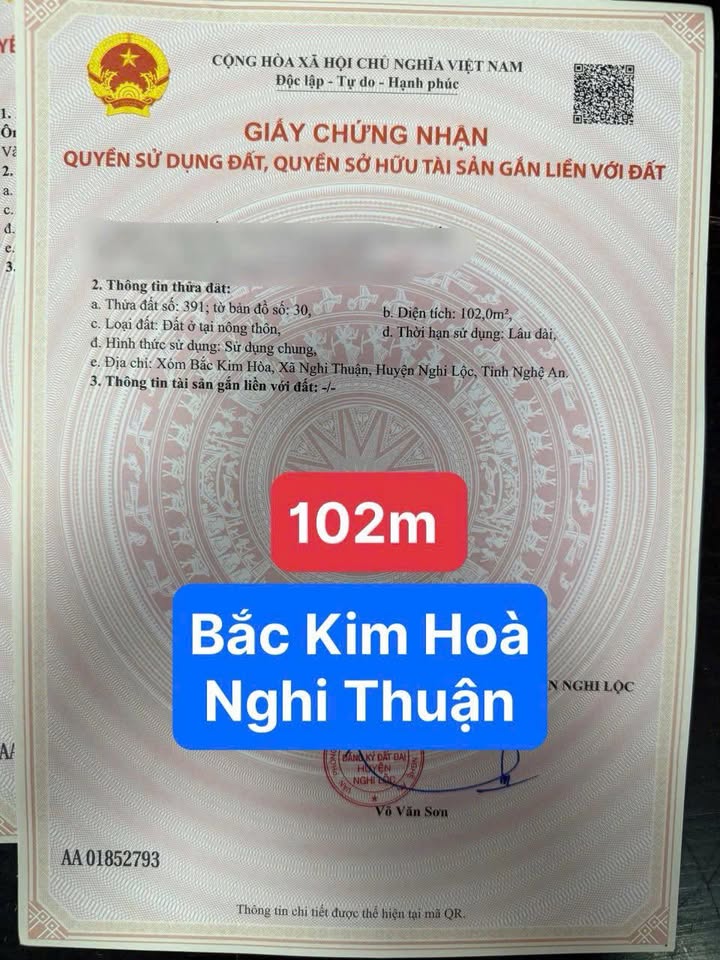 Đất nền 100m² Nghi Thuận, Nghi Lộc chỉ 900 triệu - Cơ hội đầu tư tuyệt vời!