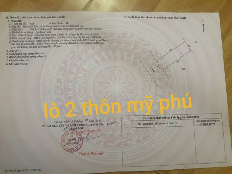 Đất thổ cư 297.6m² thôn Mỹ Phú, Chư Sê - Giá chỉ 480 triệu!