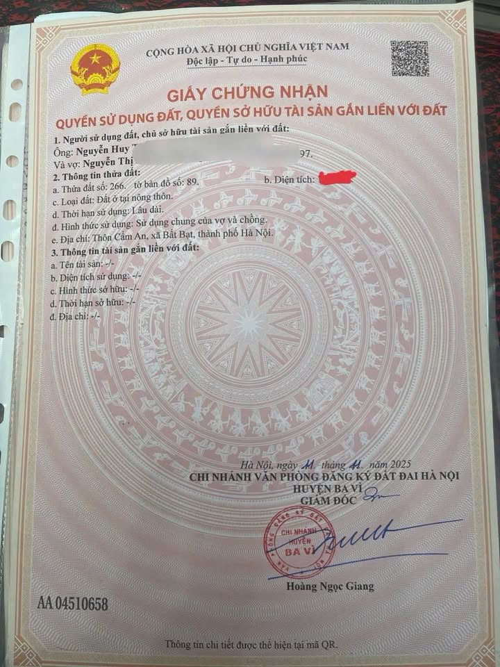 Đất nền Cẩm Lĩnh, Ba Vì 129m² giá 800 triệu - Sổ hồng chính chủ ngay!